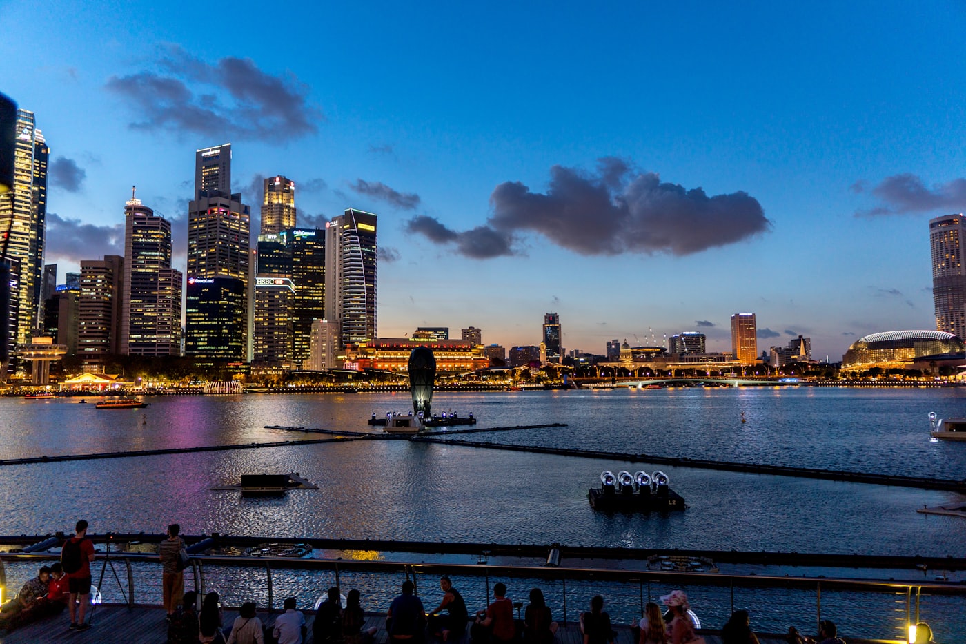 Singapore central business district office towers in panoramic view